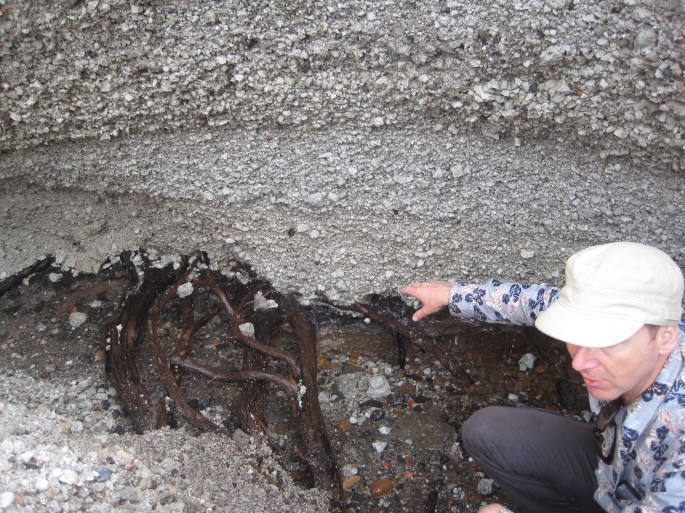 Clive_oppenheimer_inspects_a_Millennium_Eruption_pumice_deposit.JPG